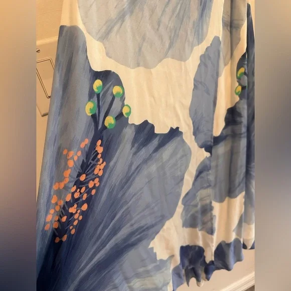 Farm Rio Seaside Wrap Around  Midi Dress in Blue Sz S - Picture 5 of 12